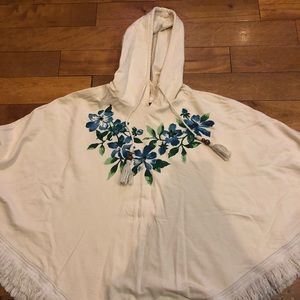 Lucky Brand Fringe Flower Poncho